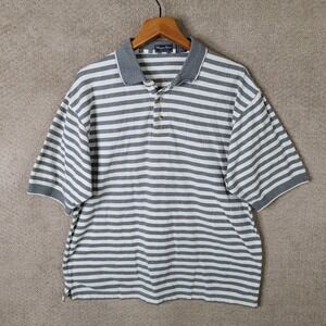 Winner Mate Shirt Mens Large Gray Striped Polo Short Sleeve 100% Cotton Casual